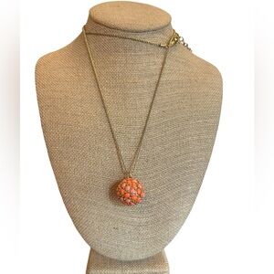 Talbots Gold and Orange Pendant Necklace